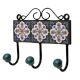 Green Floral Ceramic Tiles Hooks-464 (Set Of Ine Piece)